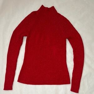 90’s Red Ribbed Mock Turtleneck Sweater